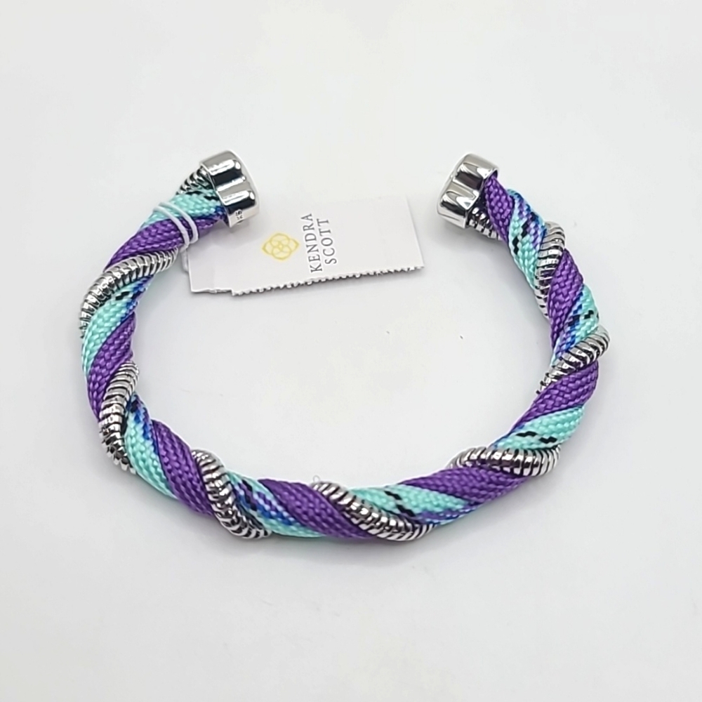 Kendra Scott Rhodium Masie Full Cuff Bracelet Periwinkle Mix